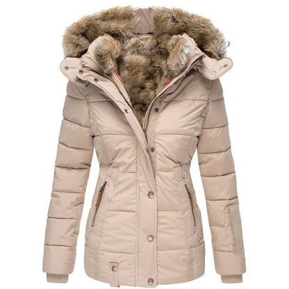 Hooded faux fur warm winter coat for women -3