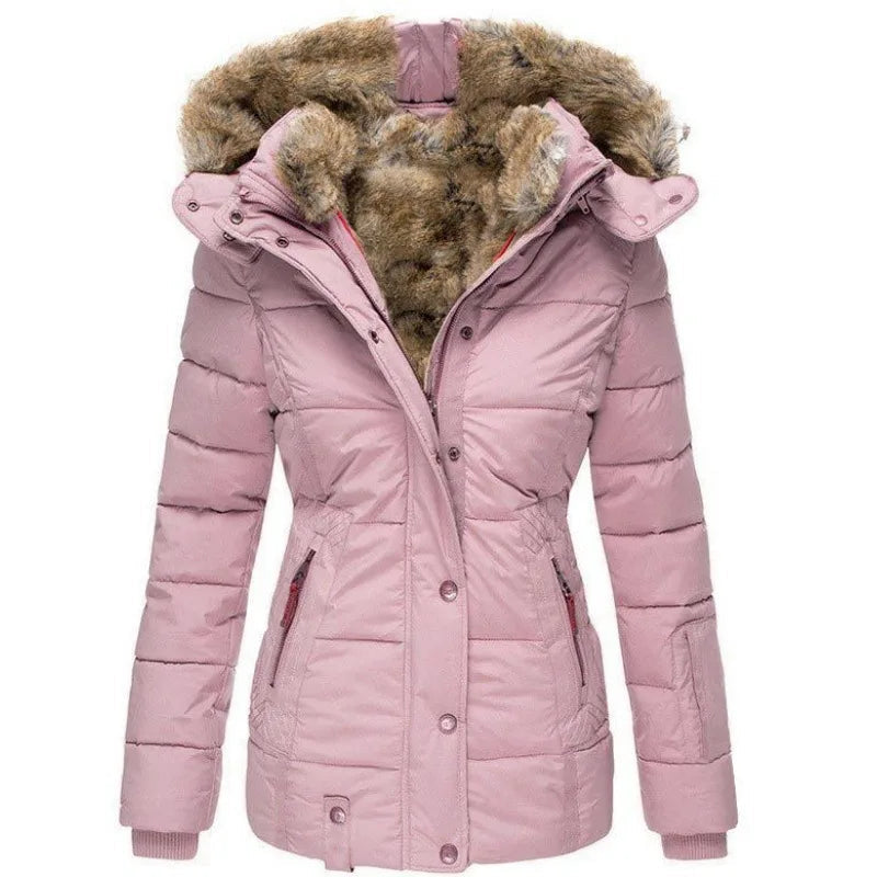 Hooded faux fur warm winter coat for women -5
