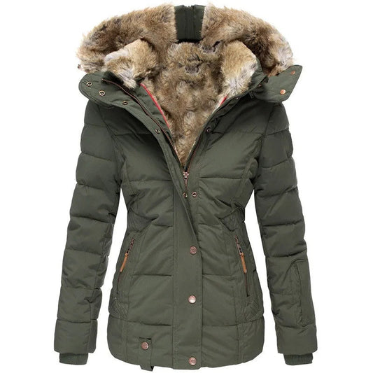 Hooded faux fur coat for women | Celeste