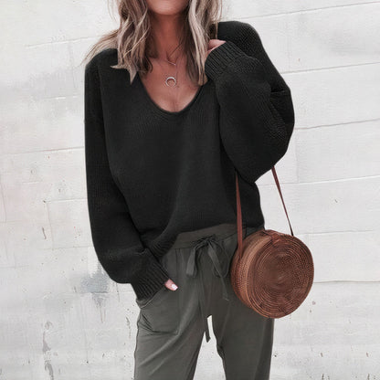 Classic knit V-neck everyday jumper for women | Liora -2