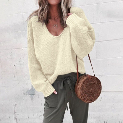 Classic knit V-neck everyday jumper for women | Liora -4