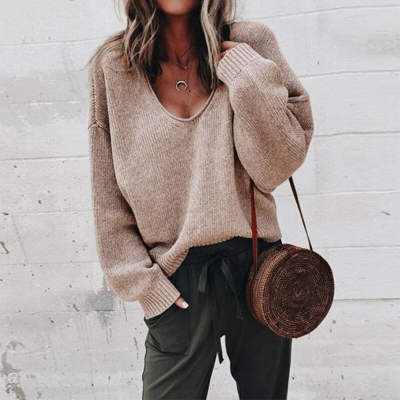 Classic knit V-neck everyday jumper for women | Liora -6