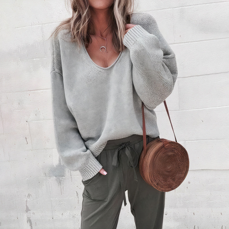 Classic knit V-neck everyday jumper for women | Liora -7