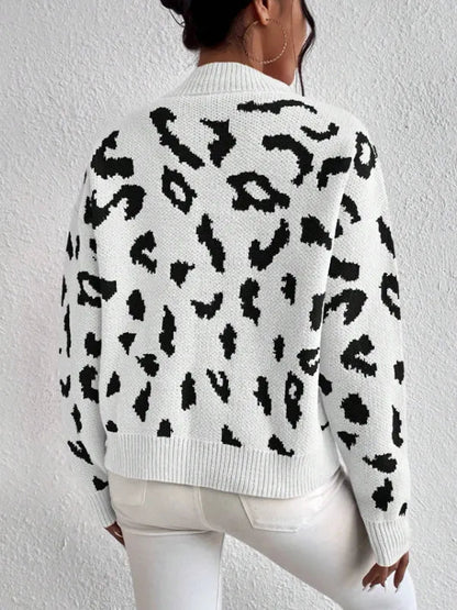 Bold leopard-print knit everyday jumper for women -2