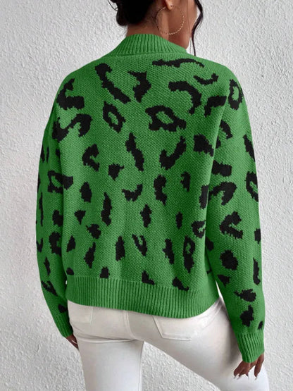 Bold leopard-print knit everyday jumper for women -5