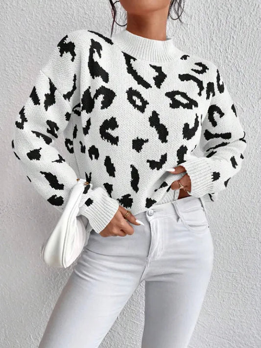 Bold leopard-print knit everyday jumper for women -1