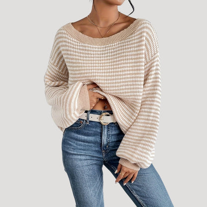 Oversized striped knit everyday jumper for women | Marlowe -2