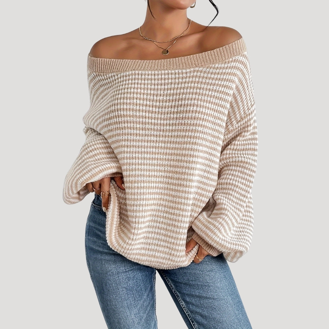 Oversized striped knit everyday jumper for women | Marlowe -3