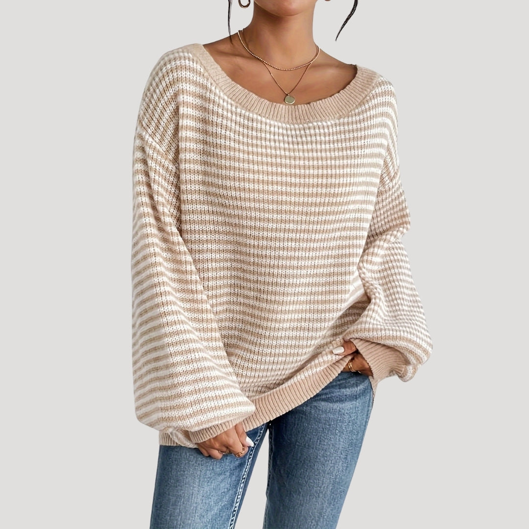 Oversized striped knit everyday jumper for women | Marlowe -4
