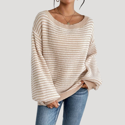 Oversized striped knit everyday jumper for women | Marlowe -4