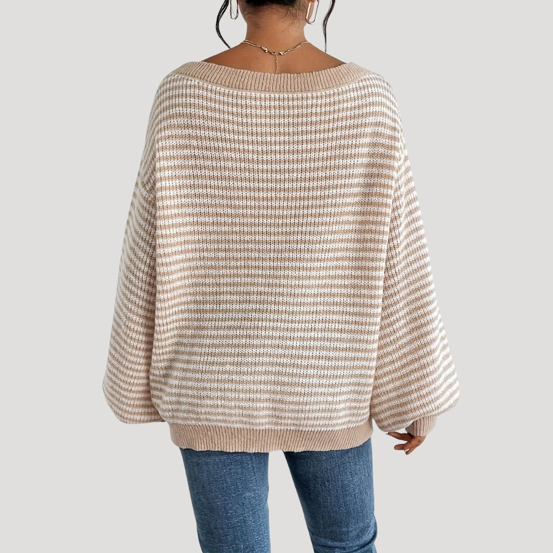 Oversized striped knit everyday jumper for women | Marlowe -5