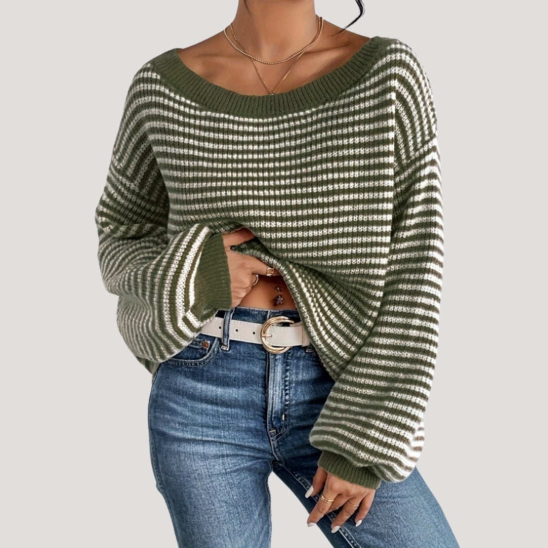Oversized striped knit everyday jumper for women | Marlowe -6
