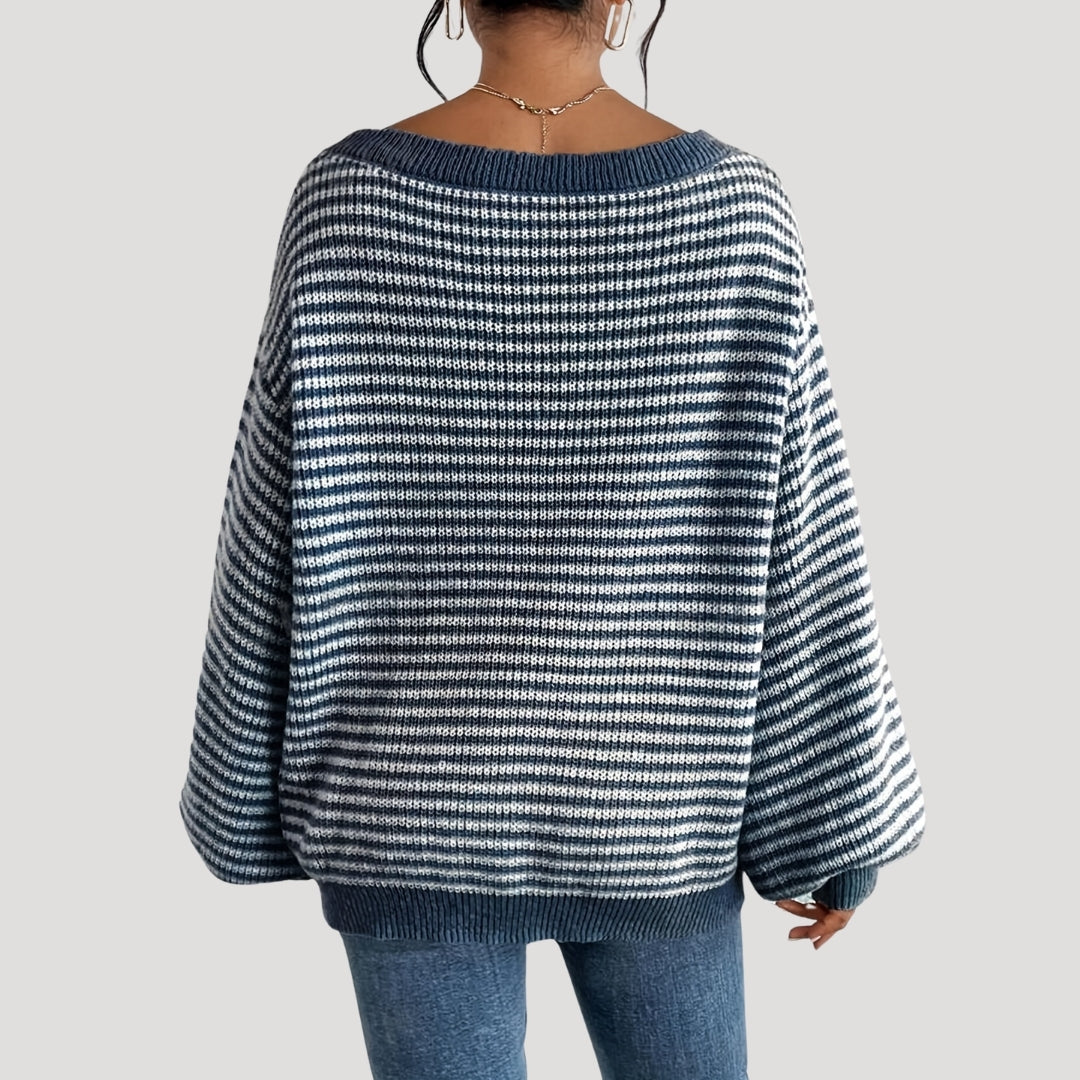 Oversized striped knit everyday jumper for women | Marlowe -8