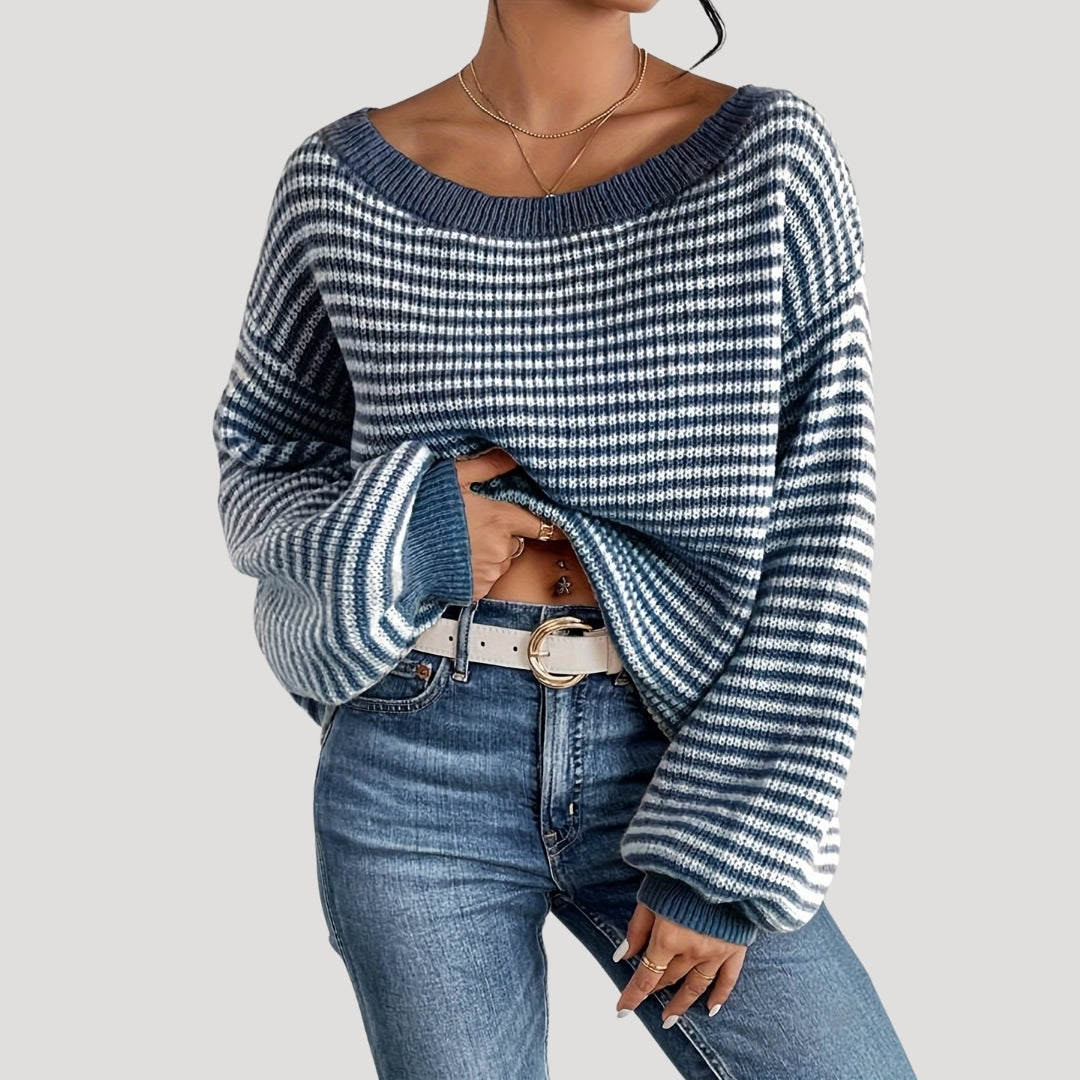 Oversized striped knit everyday jumper for women | Marlowe -9