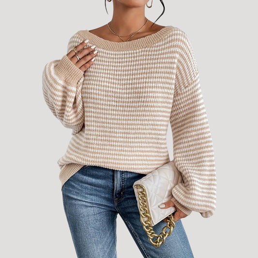 Oversized striped knit everyday jumper for women | Marlowe -1