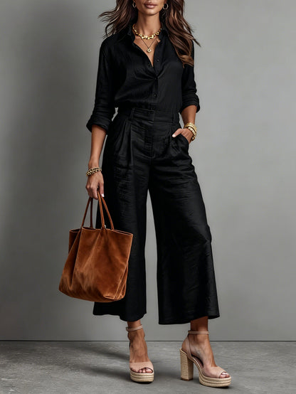 Pink capri trousers relaxed shirt for women | Maris -2