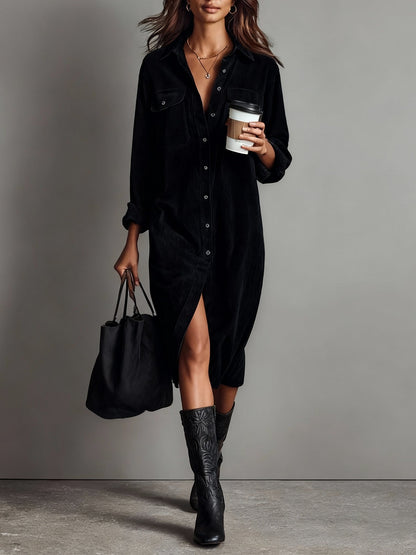 Corduroy midi dress for women | Marisol -4