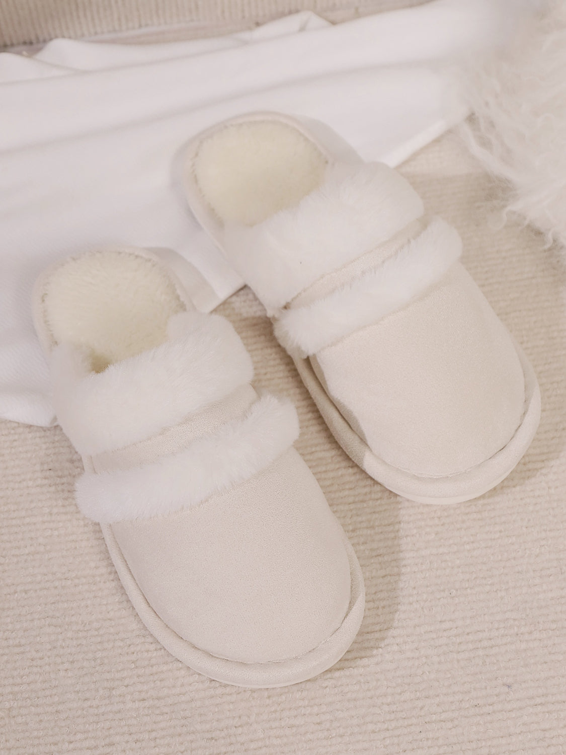 Slippers rond fausse fourrure contrast for women -11