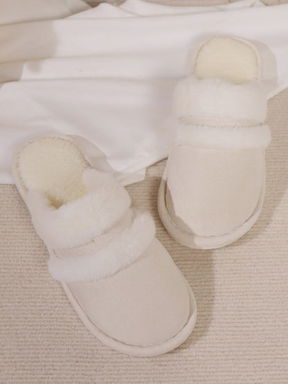 Slippers rond fausse fourrure contrast for women -12
