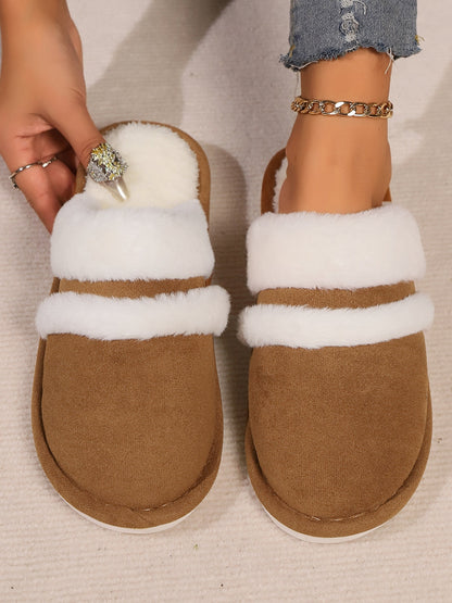 Slippers rond fausse fourrure contrast for women -15