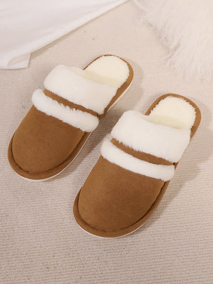 Slippers rond fausse fourrure contrast for women -16