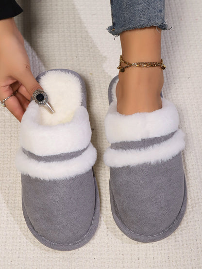 Slippers rond fausse fourrure contrast for women -18
