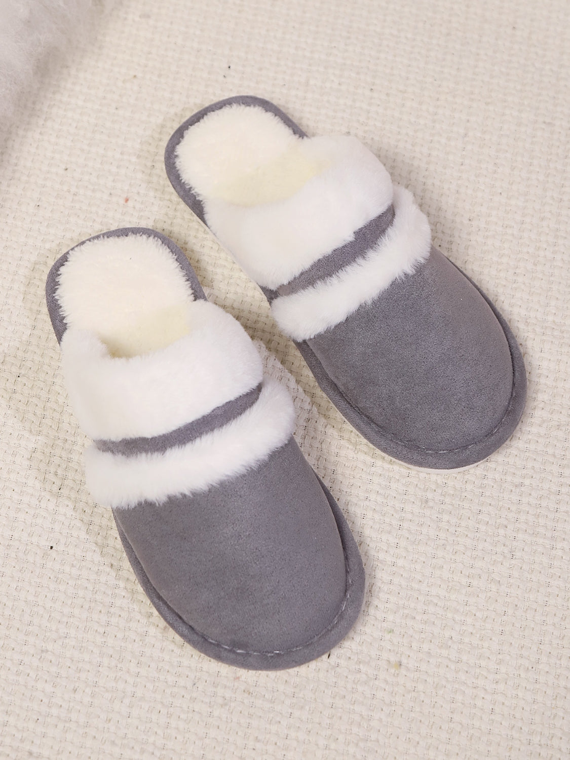 Slippers rond fausse fourrure contrast for women -19