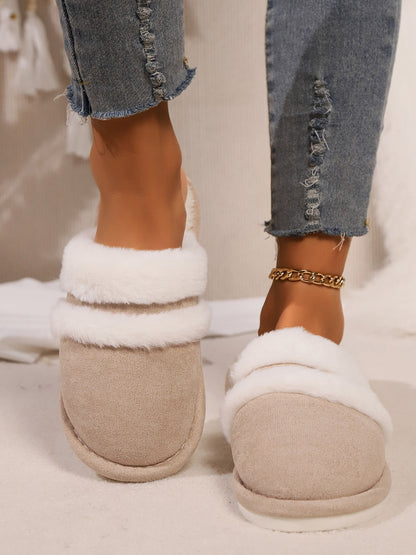 Slippers rond fausse fourrure contrast for women -2