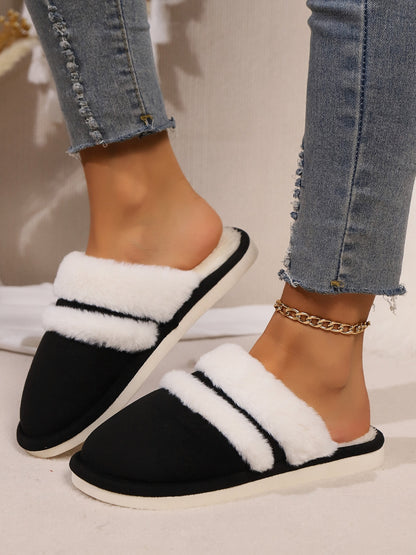 Slippers rond fausse fourrure contrast for women -21