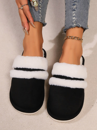 Slippers rond fausse fourrure contrast for women -22