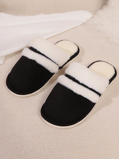 Slippers rond fausse fourrure contrast for women -23