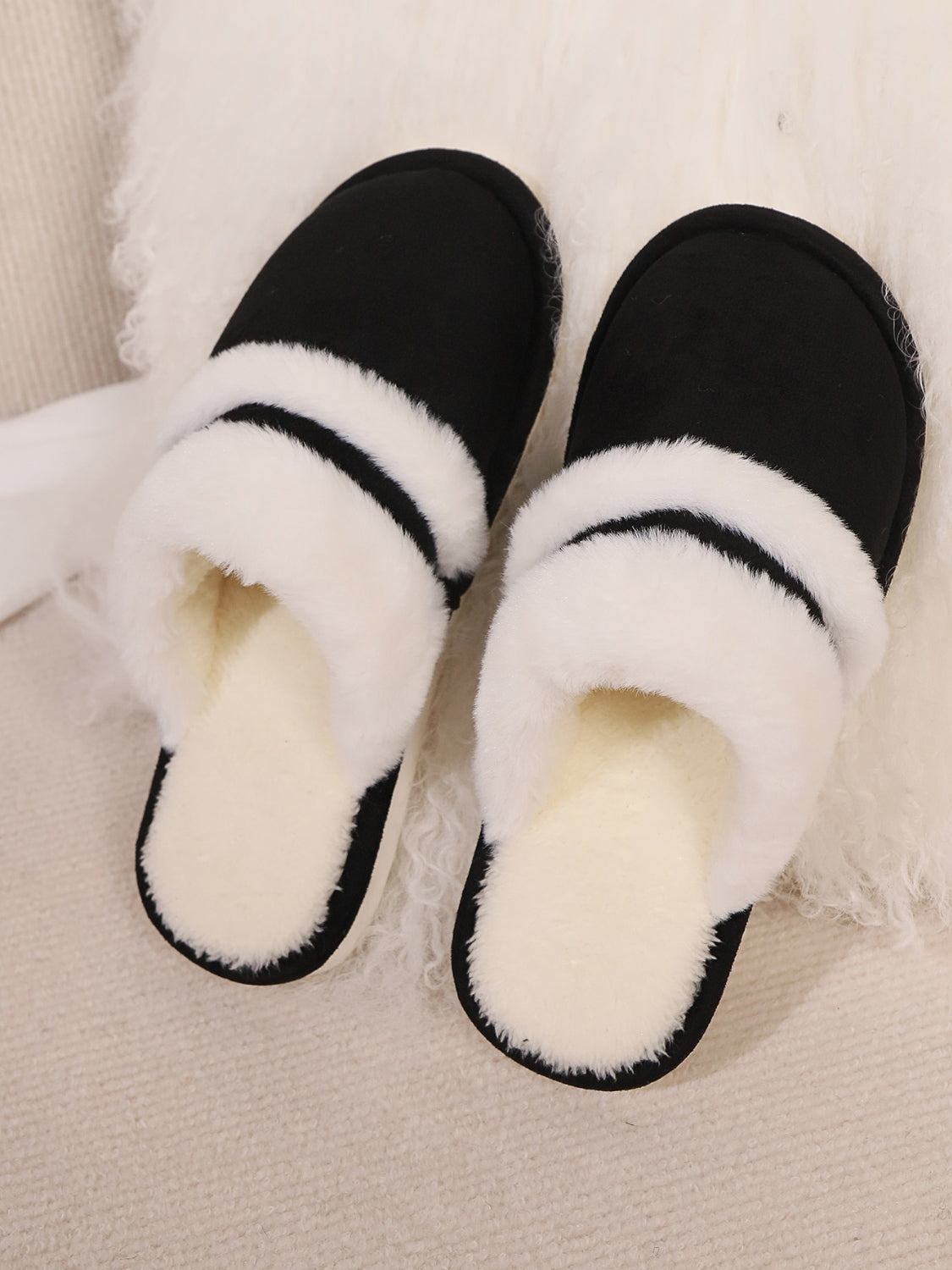 Slippers rond fausse fourrure contrast for women -24