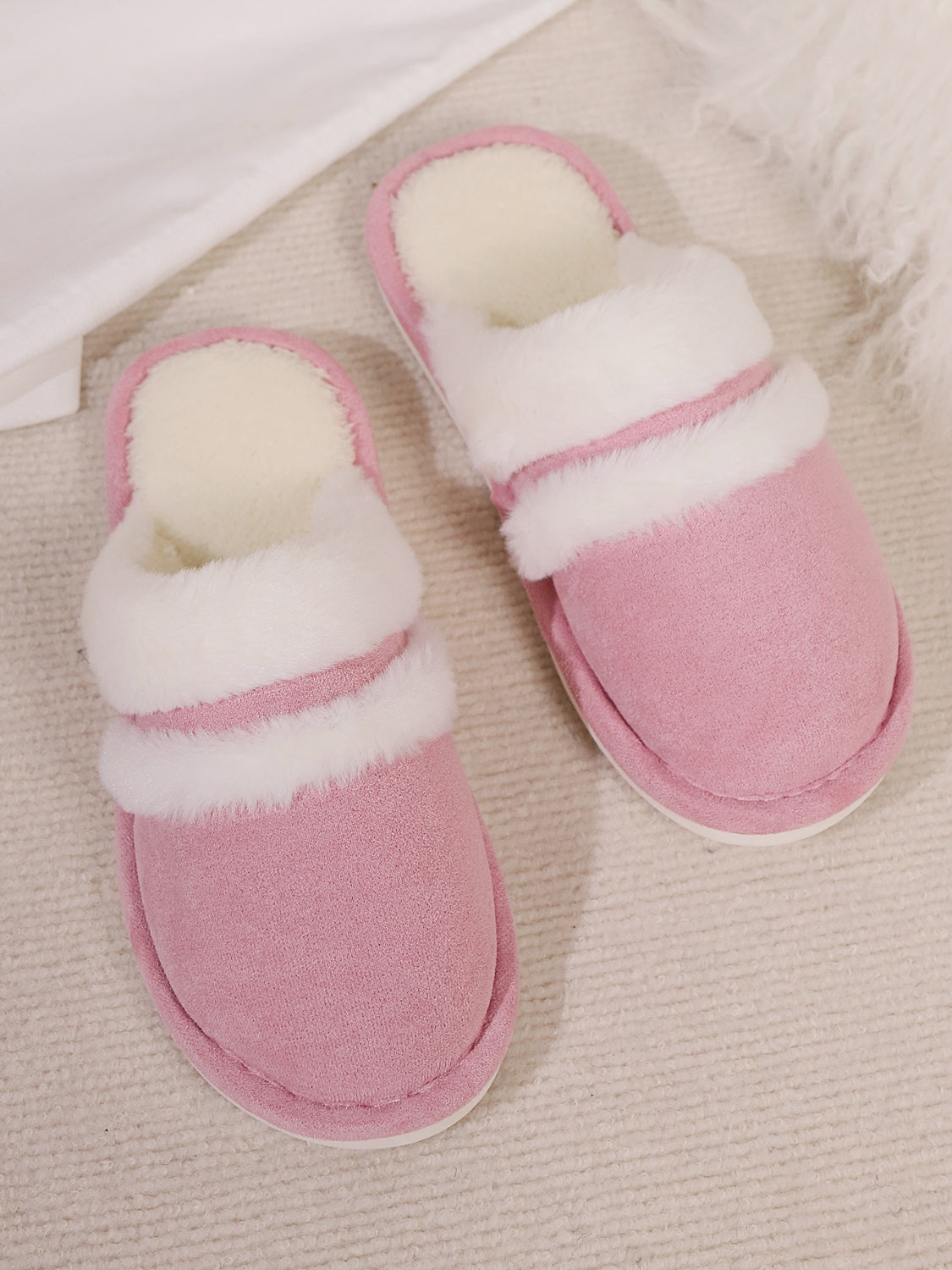 Slippers rond fausse fourrure contrast for women -28