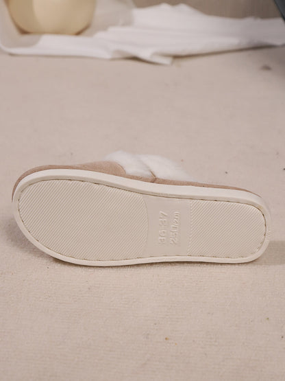 Slippers rond fausse fourrure contrast for women -7