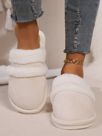 Slippers rond fausse fourrure contrast for women -10
