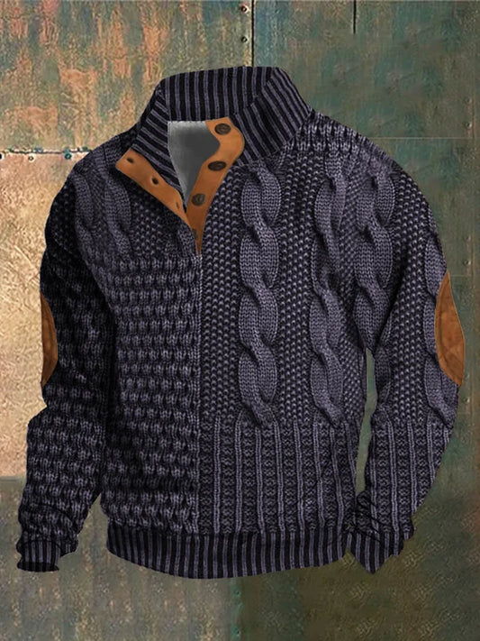 Knitted jumper with elbow-patch detail for men | Finn