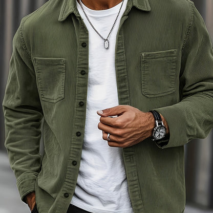 Classic textured cord everyday overshirt for men | Ellison -17