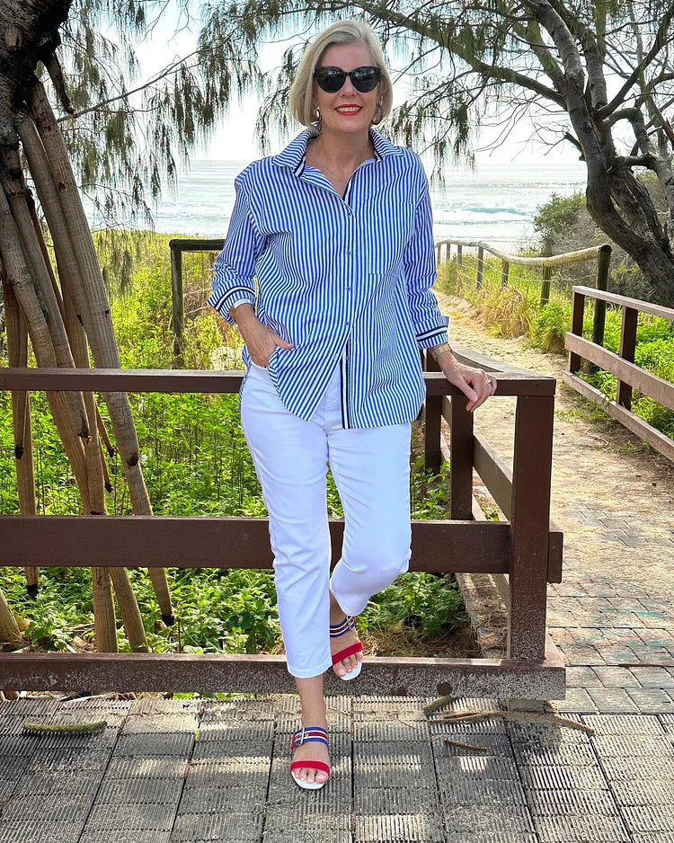 Easy elegance striped blouse for women | Diane