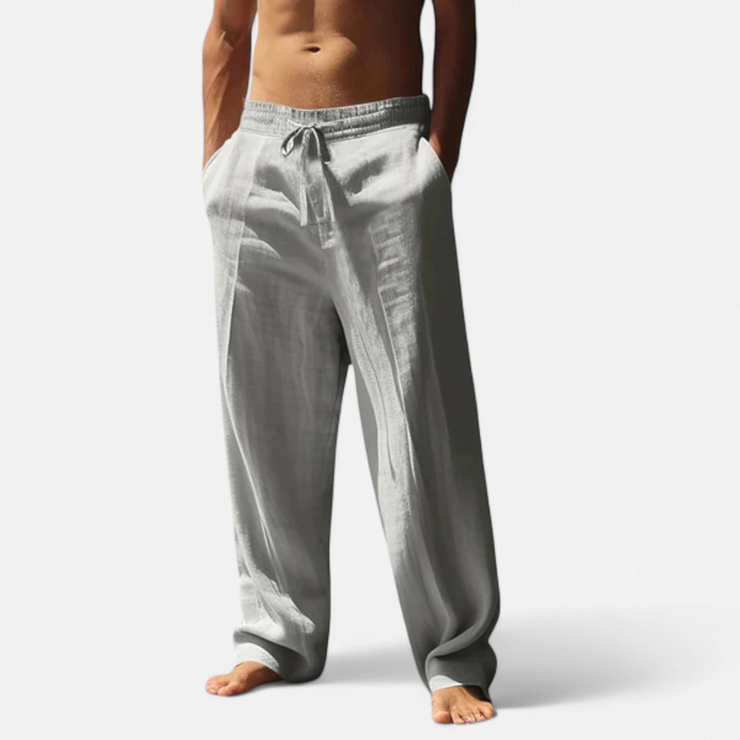 Classic relaxed linen everyday trousers for men -7