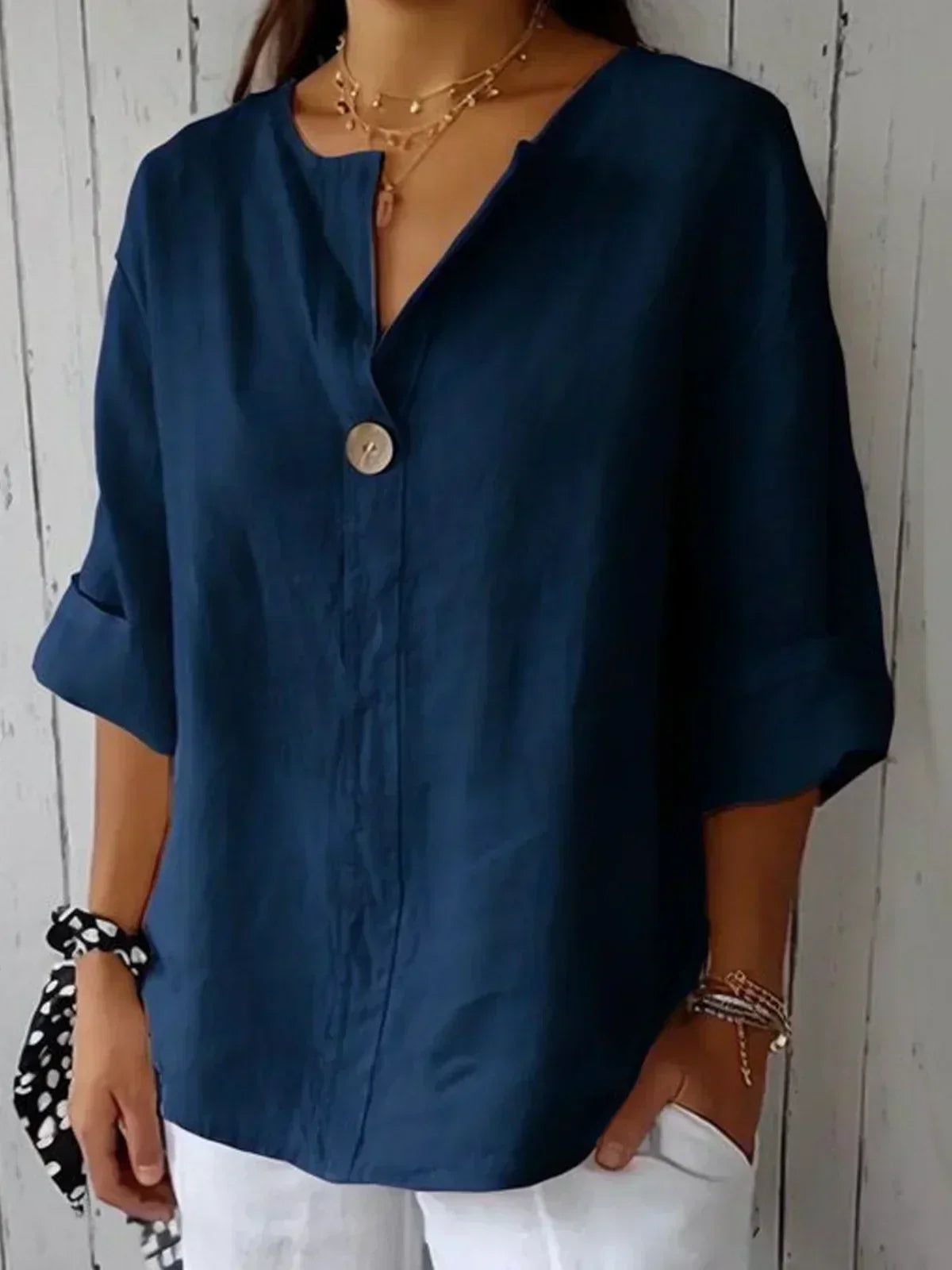 Casual V-neck everyday blouse for women | Nayla -2