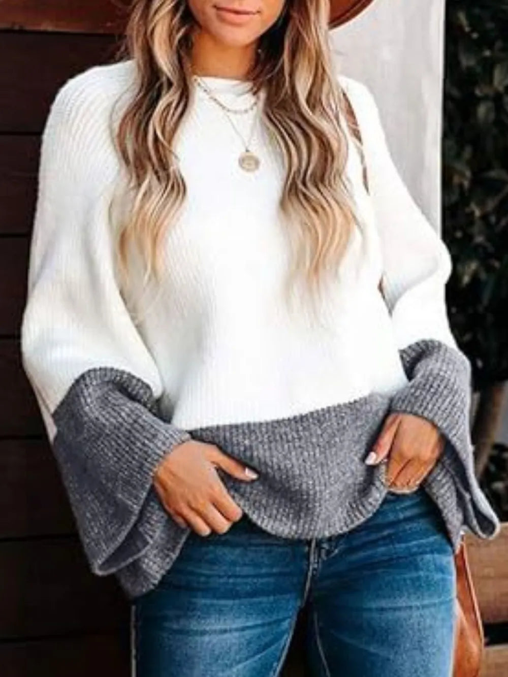 Jumper colorblock haut long for women -4