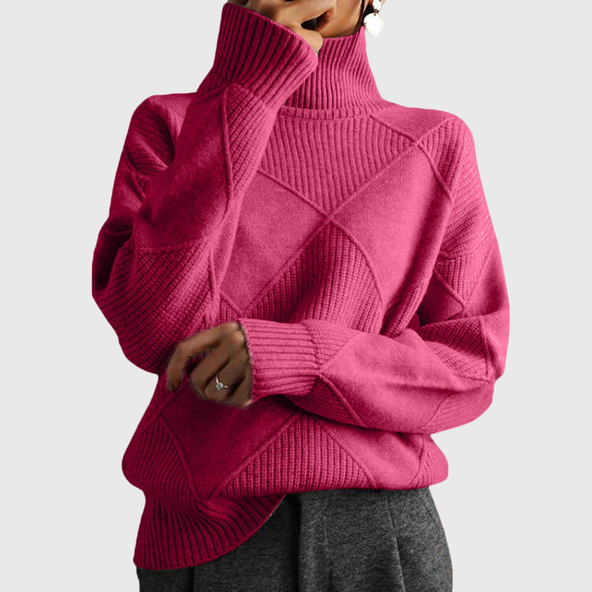 Relaxed cosy knit turtleneck everyday jumper for women | Lunelle -3