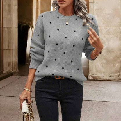 Relaxed polka-dot knit everyday sweater for women | Lunette -3