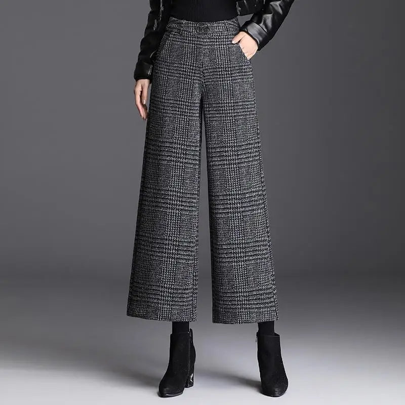 Plaid wide-leg trousers for women | Ashton -6