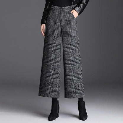 Plaid wide-leg trousers for women | Ashton -6