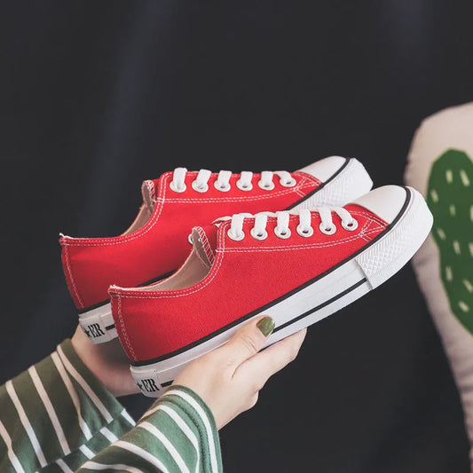 Classic lace-up canvas trainers for women -1
