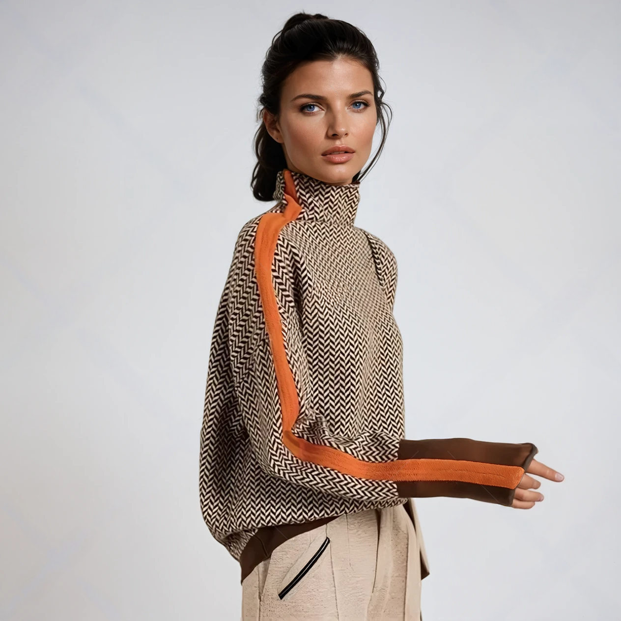 Jumper rayures contrast style chic moderne for women -1