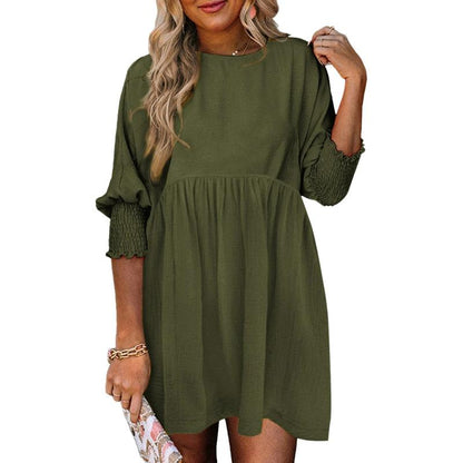 Casual crew-neck loose-fit mini dress for women | Mirasol -8