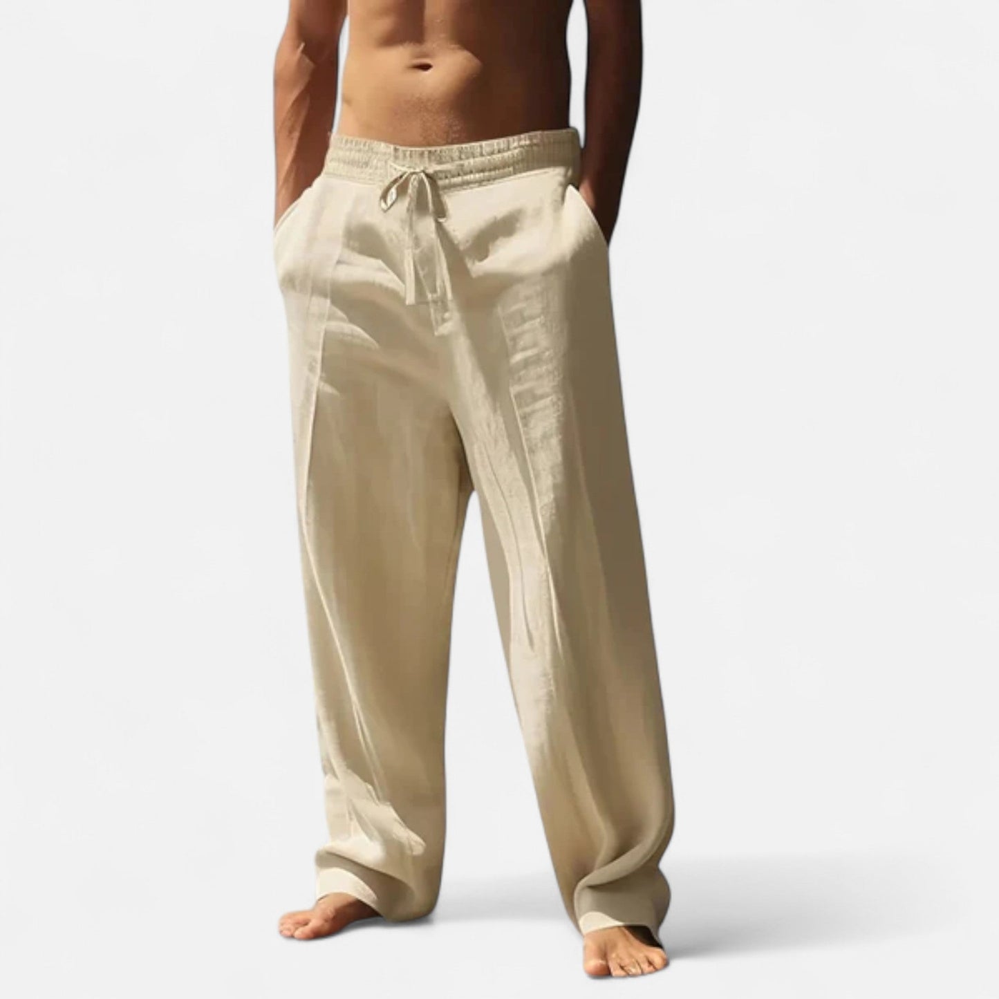 Classic relaxed linen everyday trousers for men -3