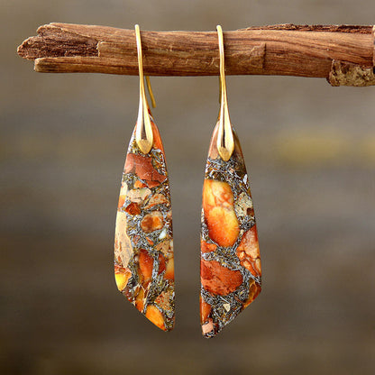Natural stone drop earrings for women -3